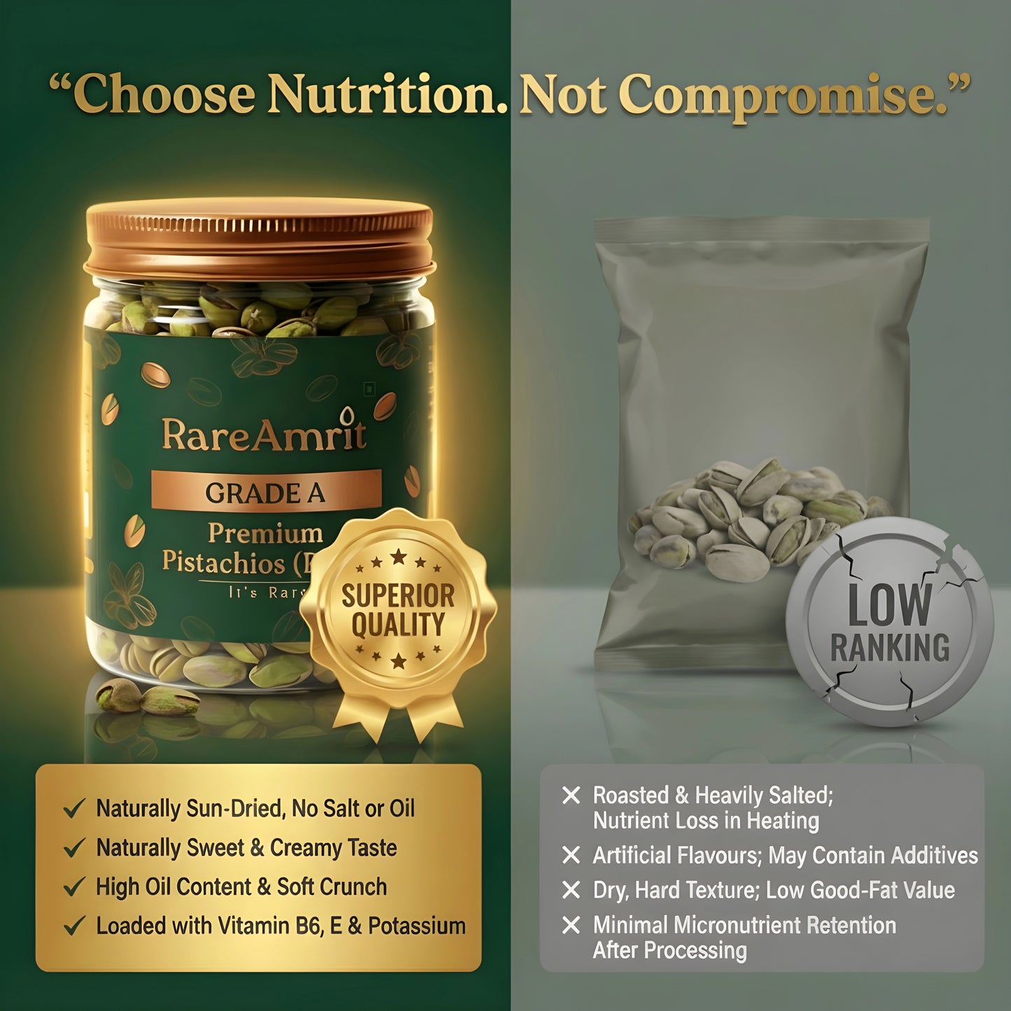 Rareamrit Grade A Irani Pistachio with shell