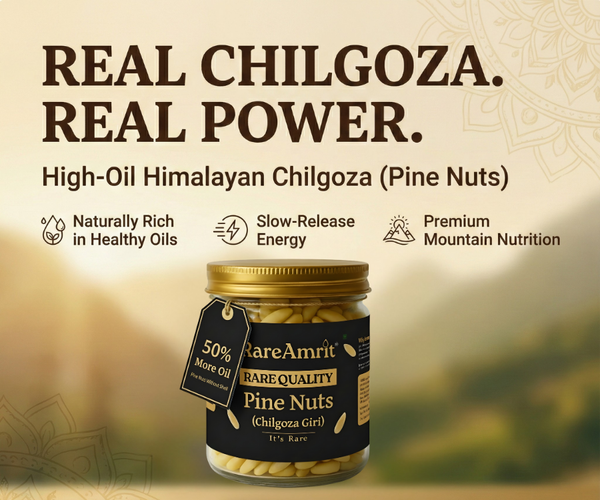 Himalayan chilgoza pine nuts showing natural health benefits and nutrients
