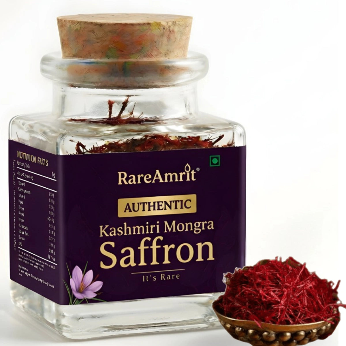 Kashmiri Mongra saffron strands — deep red ISO Grade A from Kashmir fields